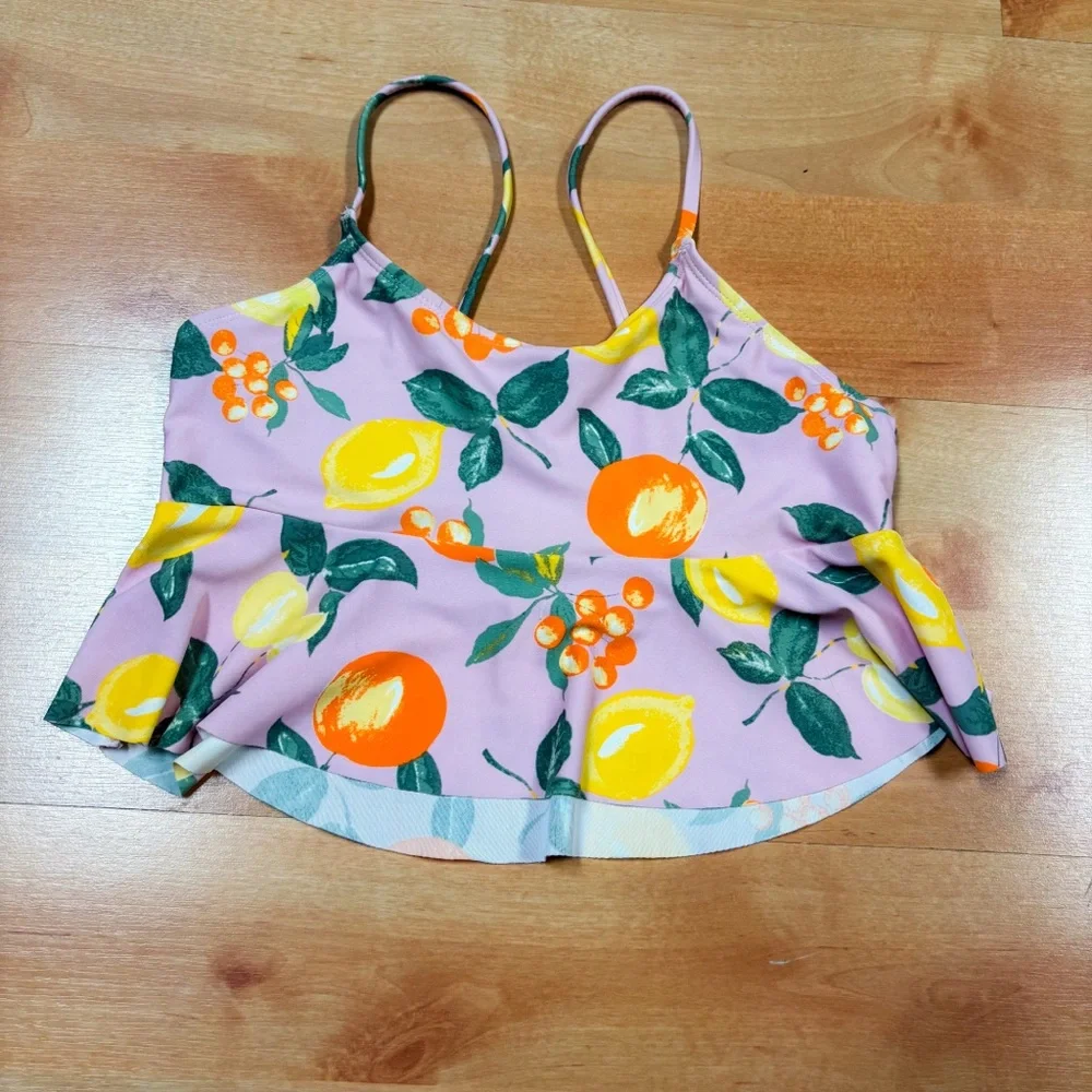 Oshkosh Pink Yellow & Orange Lemon Ruffle Tankini Top & Bottoms Swim Set 14